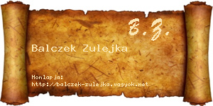 Balczek Zulejka névjegykártya